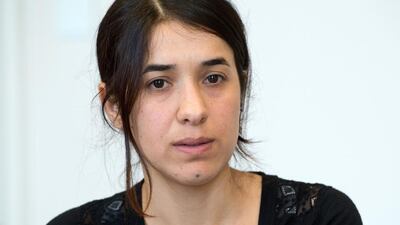 File photo of former ISIL hostage Nadia Murad in Stuttgart, southern Germany on September 12, 2016. Ms Murad, together with another Yazidi victim Lamia Haji Bashar, has been awarded the European Parliament's prestigious Sakharov human rights prize for 2016. Bernd Weissbrod/AFP