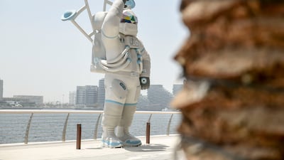 'Astrocat', one of four sculptures by CoolRainLabo along the Yas Bay Waterfront, Abu Dhabi. Khushnum Bhandari / The National