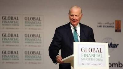 James Baker, former US Secretary of state and secretary of treasury, said persistent fiscal deficits were a severe challenge facing the world's biggest economy. Ravindranath K / The National