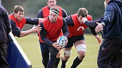 Joe Worsley, centre, in training yesterday with the rest of the England squad. The Wasps flanker will win his 73rd cap against Scotland at Murrayfield on Saturday.