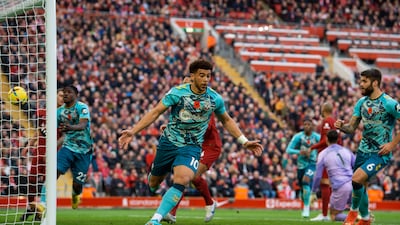 Southampton's Che Adams celebrates after levelling at 1-1. EPA