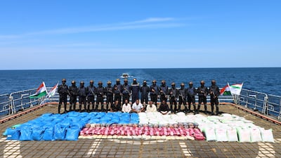 The drugs were seized off India's western coast in a joint operation by the Indian Navy, the Narcotics Control Bureau and the Gujarat Anti-Terrorism Squad. Photo: Indian Navy