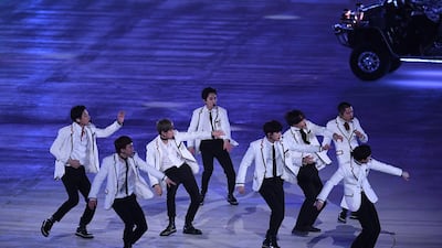 Exo perform during the Closing Ceremony of the PyeongChang 2018 Winter Olympic Games at PyeongChang. David Ramos / Getty