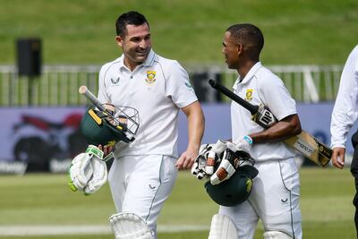 South Africa Dean Elgar, left, insists he heard no bad sledging in the first Test. Getty