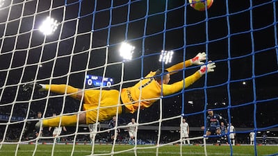 Lorenzo Insigne scores for Napoli. AP