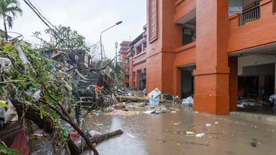 Floodwater at a traditional market. EPA