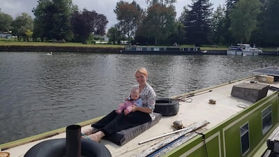 Freelance writer Kim Easton-Smith lives on a barge in London with her husband and her four-month-old baby girl Iris. Courtesy Kim Easton-Smith