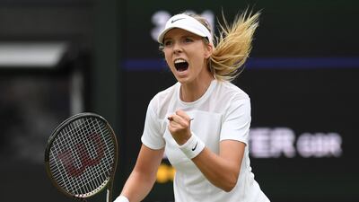 British wildcard Katie Boulter celebrates after winning the second set. EPA