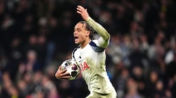 Tottenham Hotspur's Xavi Simons after scoring against Atletico Madrid. PA