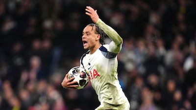 Tottenham Hotspur's Xavi Simons after scoring against Atletico Madrid. PA