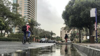 Wet weather at The Greens, Dubai. Antonie Robertson/The National