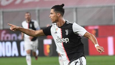 Juventus player Cristiano Ronaldo celebrates after scoring his team's second goal. EPA