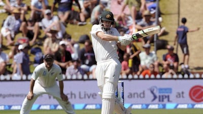 Australia’s Adam Voges bats against New Zealand on the third day of the first International Cricket Test match at Basin Reserve, Wellington, New Zealand, Sunday, Feb 14, 2016. (Ross Setford/SNPA via AP)