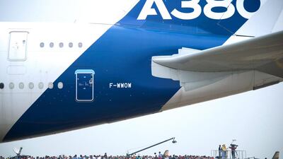 An Airbus A380 at the 10th Airshow China. Johannes Eisele / AFP