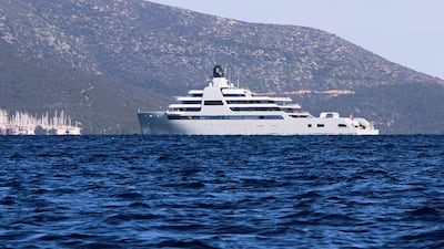 The luxury yacht 'Solaris' near the Aegean coastal resort of Bodrum in Turkey. AP