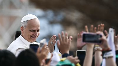 Pope Leo XIV in the Tor Vergata district of Rome, as part of Jubilee of Youth, on August 3. AFP