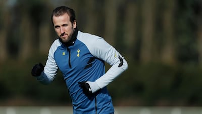 Spurs striker Harry Kane during training. Getty