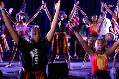 Dancers perform at incoming New York mayor Eric Adams' election night party in Brooklyn. Reuters