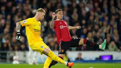 Antony 6: Put a clear chance wide in second minute and again on 20. Couldn’t get into the game and faded in the second half. Lost his head and was booked in second half for a swinging challenge on Mac Allister. United don’t score enough goals. It’s a major problem. PA