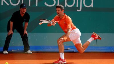 Novak Djokovic throws his racket during the Serbia Open final against Russia's Andrey Rublev in Belgrade. AFP