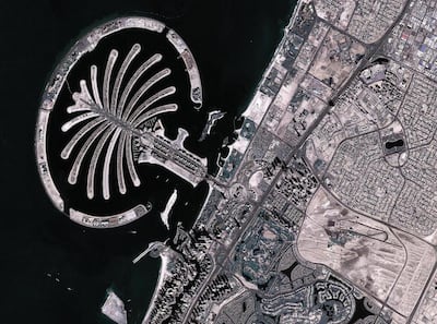 Pictures of Palm Jumeirah Dubai in Dubai taken from DubaiSat2. EIAST