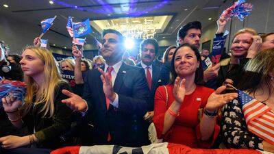 Supporters of Republican candidate Dave McCormick celebrate at a watch party in Pennsylvania on the night the party won back control of the Senate. AFP