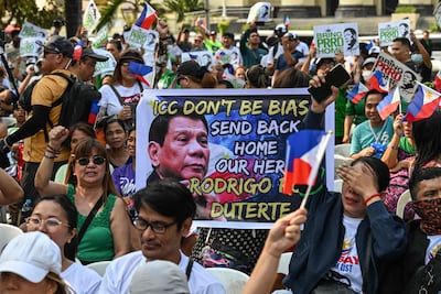 Rodrigo Duterte's arrest on an ICC arrest warrant triggered rallies for and against the former Philippine president. AFP