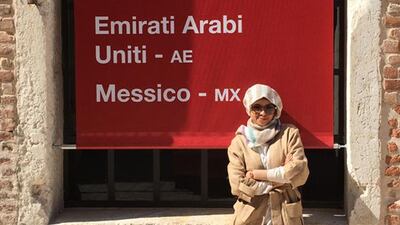 A handout photo of Salama Nasib, one of the many interns manning the UAE's National Pavilion at the 56th Venice Biennale. (Courtesy: Salama Nasib)