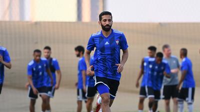 Abdullah Al Naqbi runs during a UAE training session.