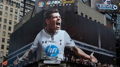 A general view of a billboard showing Gareth Bale in Times Square in New York. D Dipasupil / Getty Images / AFP