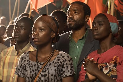 Maxwell Simba, Lily Banda, Chiwetel Ejiofor, Aissa Maïga in 'The Boy Who Harnessed the Wind'. Courtesy Netflix