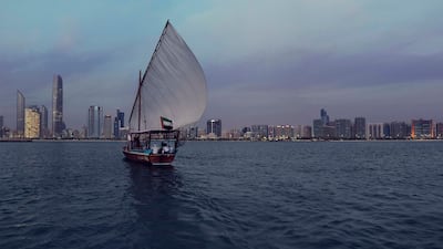 A dhow at sea off Abu Dhabi's Corniche. Blue Week will celebrate the UAE's maritime traditions. Courtesy DCT