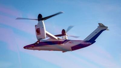 AW609 is parked at a hanger of Aerogulf at the Al Maktoum International Airport. Photo: Leornardo