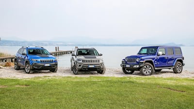 Cars sit by Lake Garda.