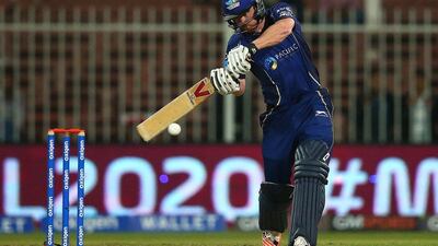 Paul Collingwood of Capricorn Commanders bats during his 62-run innings in the Masters Champions League T20 match on Friday night. Francois Nel / Getty Images