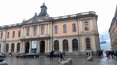 The old Stock Exchange Building, home of the Swedish Academy in Stockholm. Fredrik Sandberg / AFP