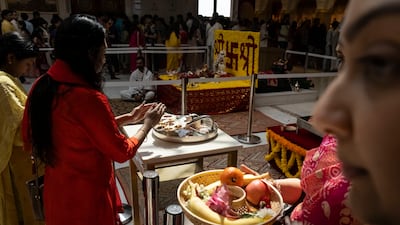 Diwali celebrations at the Hindu temple in Jebel Ali, Dubai. Antonie Robertson/The National