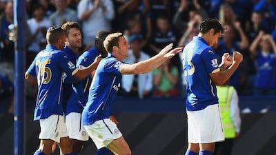 Centre forward: Leonardo Ulloa, Leicester. Looked a really astute signing by manager Nigel Pearson as he doubled his tally for the season with an equaliser against Arsenal. (Photo: Laurence Griffith / Getty Images)