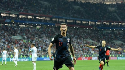 Mario Mandzukic celebrates his winner for Croatia. EPA