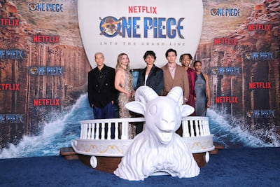 From left, Taz Skylar, Emily Rudd, Inaki Godoy, Mackenyu, Jacob Romero Gibson and Charithra Chandran return for second season of One Piece. AFP