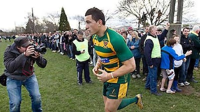 Sonny Bill Williams of Belfast makes a break during the Canterbury Club Rugby match between Belfast and Lincoln University at Sheldon Park on August 7, 2010 in Christchurch, New Zealand. Getty
