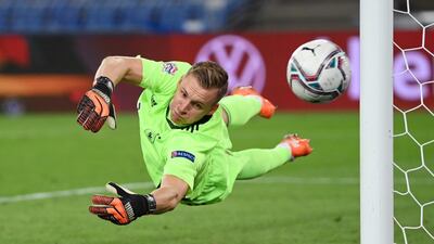 Goalkeeper Bernd Leno of Germany makes a save during the UEFA Nations League group stage match between Switzerland and Germany at St Jakob-Park in Basel, Switzerland. Getty Images