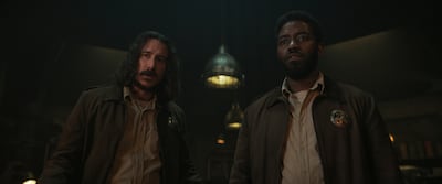 Billy Postlethwaite, left, and Chinaza Uche in Silo season three. Photo: Apple TV
