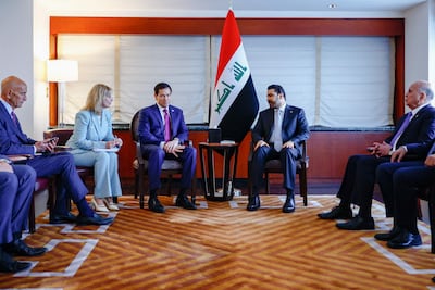 US Secretary of State Marco Rubio with the Iraqi Prime Minister in New York. AFP