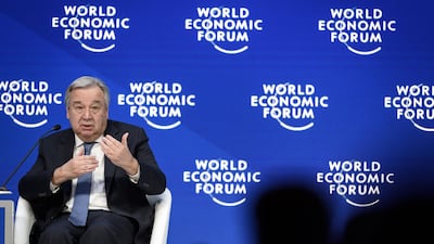 United Nations (UN) Secretary-General Antonio Guterres delivers a speech during the World Economic Forum (WEF) annual meeting, on January 23, 2019 in Davos. AFP