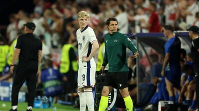 England's Anthony Gordon prepares to come on as a substitute in the 89th minute. Getty Images