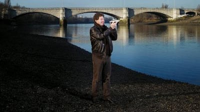 Andrew Winch, outside his studios on the Thames at Mortlake, south west London.