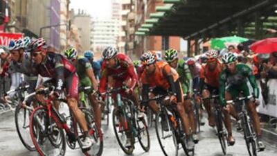 Riders race through the streets of Toulouse during stage eight of the 2008 Tour de France from Figeac to Toulouse.