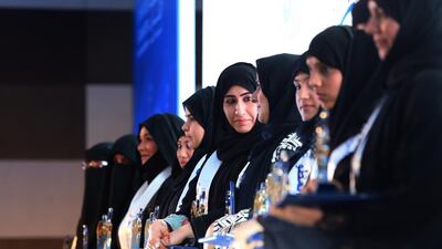 Graduates line up after getting their degrees for the Kayani Teacher Assistant Programme from the British University in Dubai at the convocation held in the capital on June 17, 2014. Ravindranath K / The National