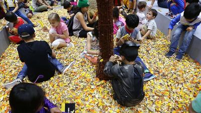 Kids enjoy the Lego stand. Pawan Singh / The National
